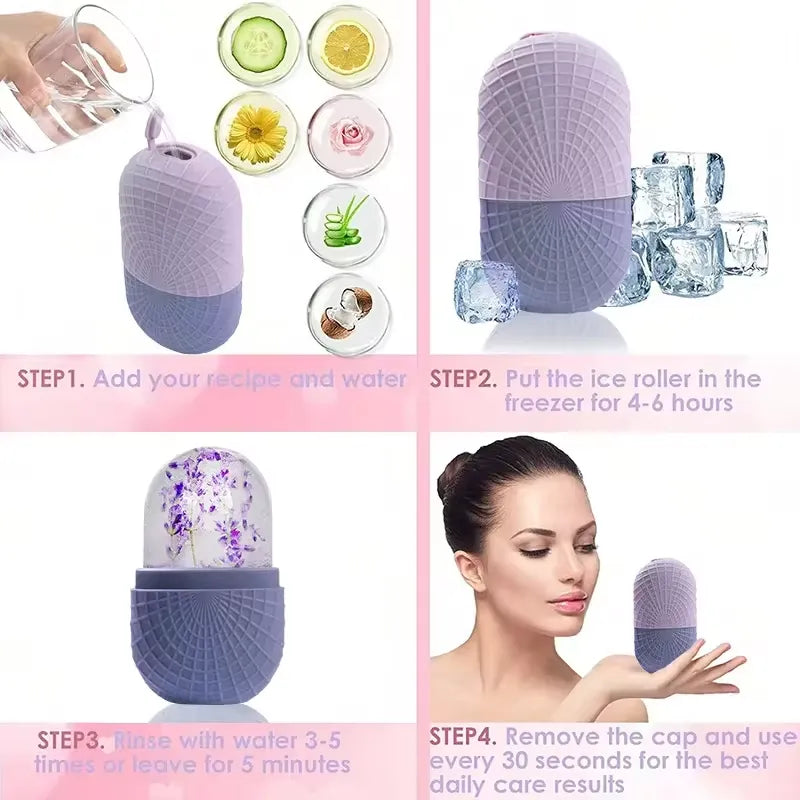 Silicone Ice Roller for Face and Eyes - Reusable Ice Cube Roller for Anti-Wrinkle & Skin Tightening