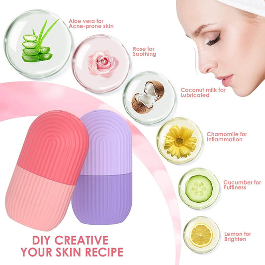 Silicone Ice Roller Facial Massage for Cryotherapy - Beauty Skin Care Massage for Collagen Regrowth & Skin Strengthening