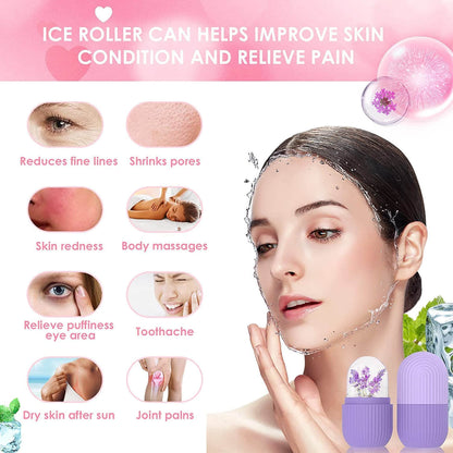 Silicone Ice Roller Facial Massage for Cryotherapy - Beauty Skin Care Massage for Collagen Regrowth & Skin Strengthening